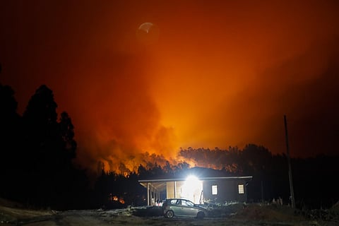 View of a fire in Santa Juana, Concepcion province, Chile on February 3, 2023. (Photo | AFP)