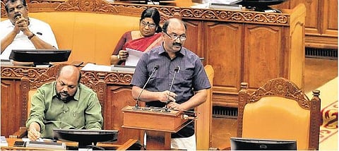 Finance Minister K N Balagopal presenting the state budget at the legislative assembly in Thiruvananthapuram on Friday (Photo | B P Deepu, EPS)