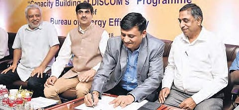 Milind Deore, Director, BEE signs the MOU. (File photo)