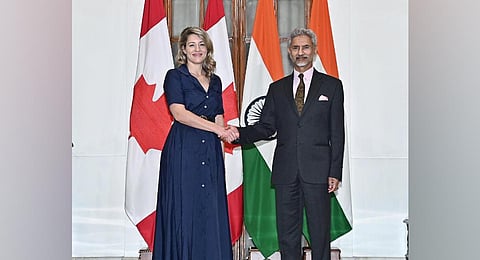 Foreign Minister of Canada Melanie Joly with External Affairs Minister Dr S Jaishankar. (Photo | S Jaishankar Twitter)