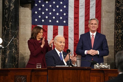 President Joe Biden delivers the State of the Union address to a joint session of Congress at the Capitol, Tuesday, March 1, 2023, in Washington. (Photo | AP)
