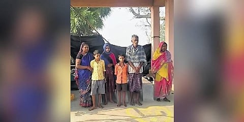 Babaji with his family taking shelter at the burial ground | Express