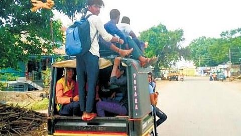 Students take tractors, autos to reach exam centre