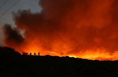 Fire at Brahmapuram solid waste treatment plant.