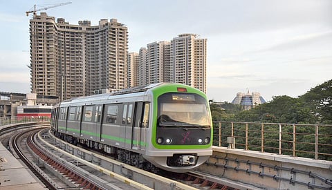 Image of metro train in Bengaluru. (File | Nagaraja Gadekal, EPS)