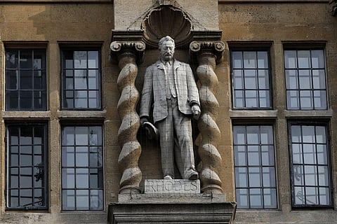 Statue of British imperialist Cecil John Rhodes outside Oriel College at the University of Oxford in Oxford. (Photo | AFP)