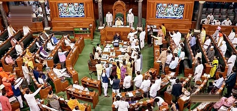 Proceedings of Lok Sabha during Budget Session of Parliament, in New Delhi, Thursday, March 16, 2023. (Photo | PTI)