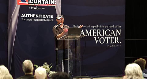 Mark Cook talks about what is an Election Ecosystem during an Election Conspiracy Forum. (Photo | AP)