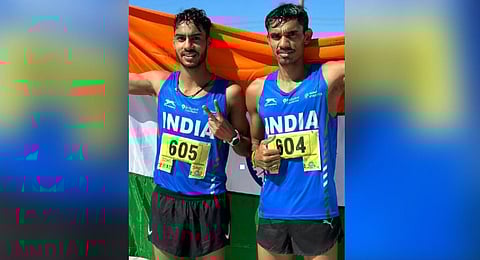 Vikash and Paramjeet finished second and third in the open category men's section of the Asian 20km Race Walking Championships. (Athletics Federation of India Twitter)