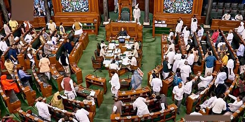 Parliamentarians in the Lok Sabha during Budget Session of Parliament, in New Delhi, Monday, March 20, 2023. (Photo | PTI)