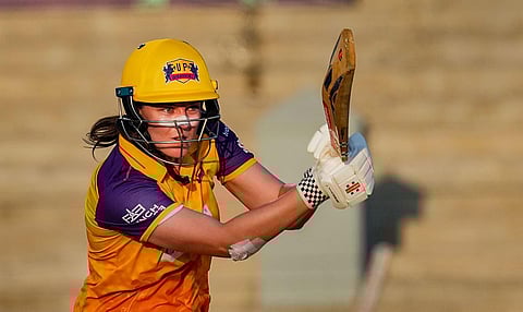 UP Warriorz player Grace Harris plays a shot. (Photo | PTI)