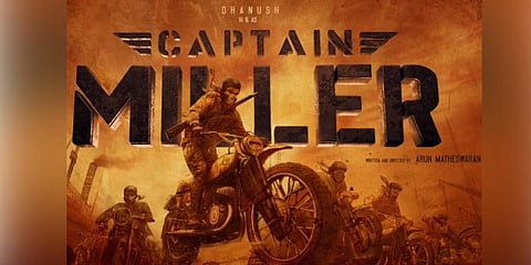 A screengrab from the motion poster of Dhanush-starrer Captain Miller, used for representative purposes only. (Photo | Twitter @SathyaJyothi)
