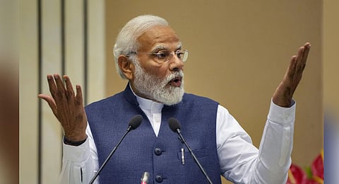 Prime Minister Narendra Modi speaks during the inauguration of ITU Area office & Innovation Centre, in New Delhi. (Photo | PTI)