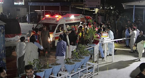 Rescue worker unload earthquake victims from an ambulance at a hospital in Saidu Sharif, a town Pakistan's Swat valley, Tuesday, March 21, 2023.(Photo | AP)