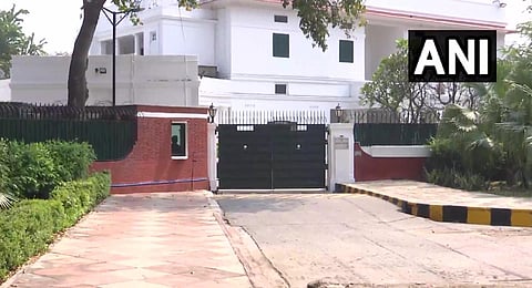 Barricades removed from outside the British High Commission in Delhi. (Photo | ANI Twitter)