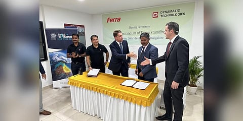 Ferra Aerospace India signing an MoU with Dynamatic Technologies Ltd (Photo | Queensland Govt media statement)