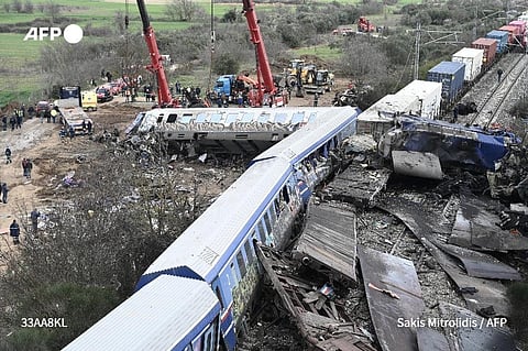 'Tragic human error.': The train crash site. (Photo | AFP)