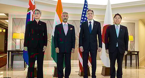 EAM S. Jaishankar with Antony Blinken, Japan's Minister for Foreign Affairs Yoshimasa Hayashi and Australia's Foreign Minister Penny Wong before the Quad Foreign Ministers Meeting, in New Delhi. (Phot