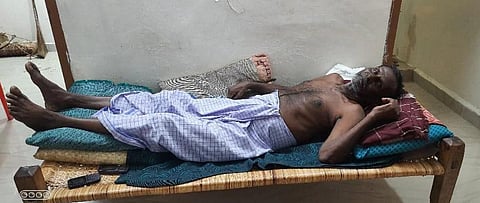 Bedridden farmer Thangaperumal (80). | Express