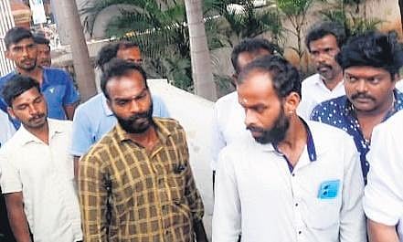 Custodial violence victims at SDM office in Cheranmahadevi on Wednesday.