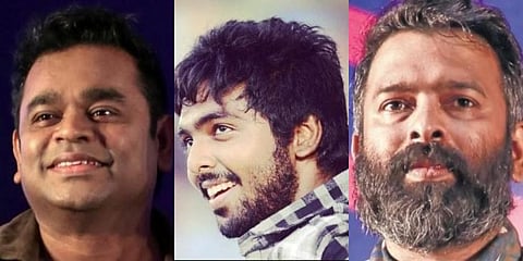 Music composers AR Rahman, GV Prakash, Santhosh Narayanan (Photos | Twitter, PTI)