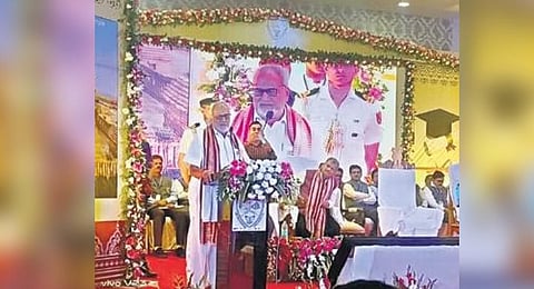 Governor Prof Ganeshi Lal addressing the convocation ceremony | Express