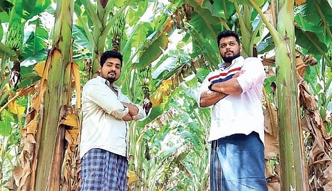 Previn Jacob and Fariq Naushad at a banana plantation 