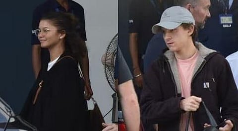 Zendaya and Tom Holland in India. (Photo | Twitter)