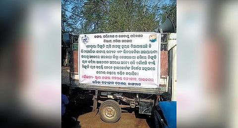 Placards fixed on vehicles as part of campaign against illegal prawn farming inside Bhitarkanika | Express