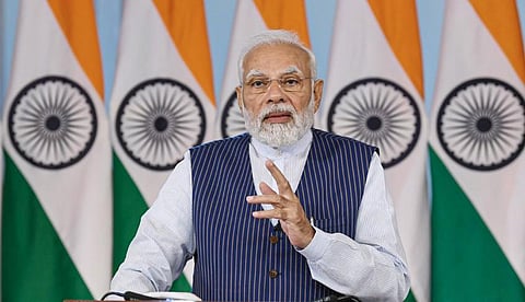 Prime Minister Narendra Modi addresses a post-budget webinar on 'Developing Tourism in Mission Mode, in New Delhi, March 3, 2023. (Photo | PTI)
