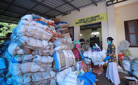Haritha Karma Sena members engage in waste segregation.(File Photo)