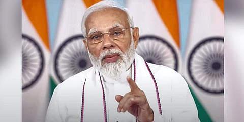 Prime Minister Narendra Modi addresses a post-budget webinar on 'Health and Medical Research. (Photo | PTI)