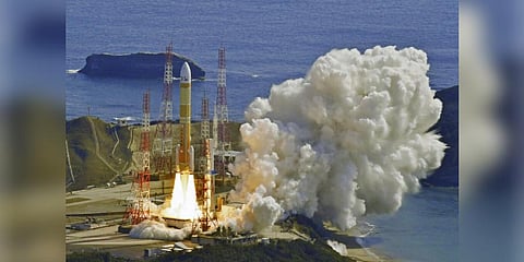 An H3 rocket lifts off from Tanegashima Space Center in Kagoshima, southern Japan on March 7, 2023.