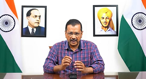 Delhi Chief Minister Arvind Kejriwal addresses the media, in New Delhi. (Photo | PTI)