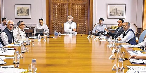 PM Narendra Modi chairs a meeting in New Delhi on Monday to review preparedness for the predicted hot summer season ahead. (Photo | PTI)