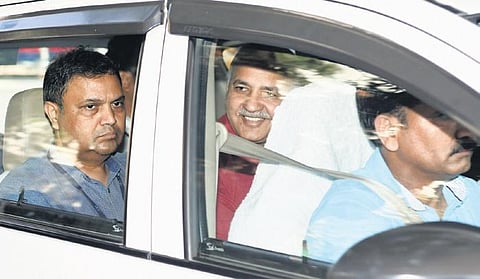 Manish Sisodia outside Rouse Avenue court, on Monday | Parveen Negi