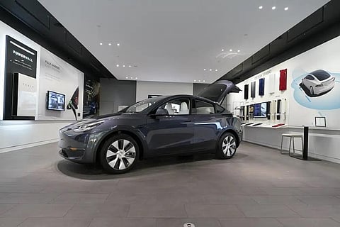 A Tesla Model Y Long Range is displayed on Feb. 24, 2021, at the Tesla Gallery in Troy, Mich. US. (File Photo | AP)