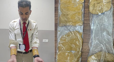 Air India cabin crew Shafi, a native of Wayanad, was arrested at Kochi Airport for smuggling 1,487 gms of gold.(Photo | ANI Twitter)