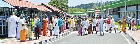Devotees waiting in queue for darshan of Lord Venketeswara. (Photo | Express)