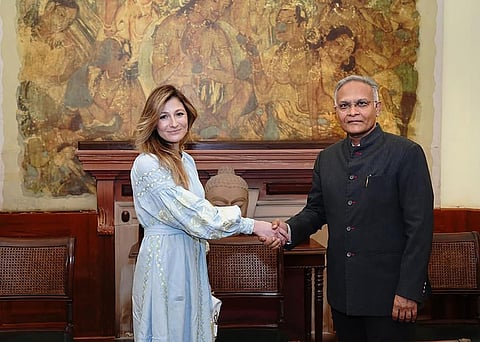 Deputy Minister of Foreign Affairs of Ukraine Emine Dzhaparova meeting Secretary (West) Sanjay Verma in New Delhi (Photo | PTI)