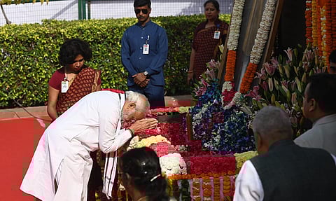 Prime Minister Narendra Modi, Congress leaders Sonia Gandhi & Mallikarjun Kharge, former President Ram Nath Kovind, and BJP president JP Nadda paid tributes to Bhim Rao Ambedkar, a social reformer, economist, jurist and the architect of India's Constituti