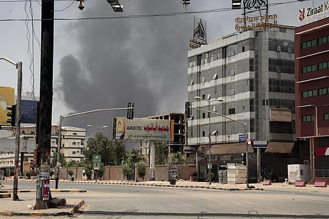 Smoke is seen rising from a neighborhood in Khartoum, Sudan on Saturday, April 15, 2023. (Photo | AP)