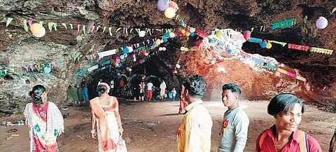 ​  Balda cave atop Nageshwari hill decorated during Chaitra festival   ​