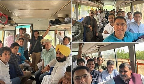 AAP leaders being detained by Delhi police (Photo | AAP @ Twitter)