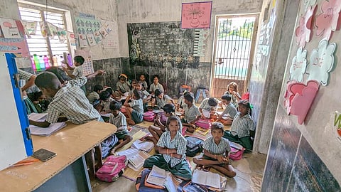 The building does not have electricity connection or proper toilets and blackboards. (Photo | Express)