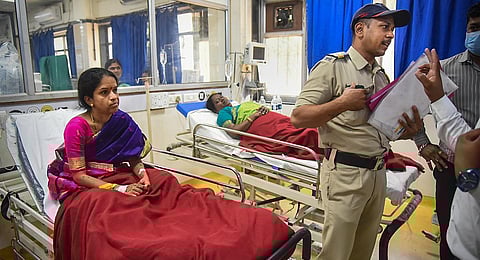 Survivors of heatstroke receive treatment at MGM Hospital, in Navi Mumbai.(Photo | PTI)