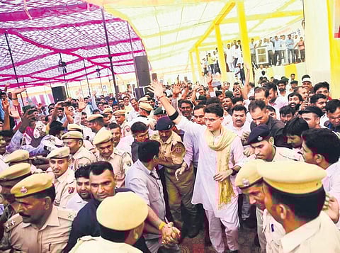 Sachin Pilot at village Tiba Basai, Khetri in Jhunjhunu on Monday | twitter