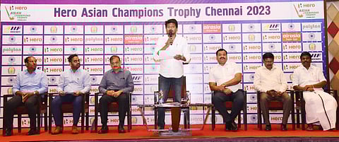 Tamil Nadu sports minister Udhayanidhi Stalin (centre) announced the development during a press conference in Chennai. (Photo | Express)