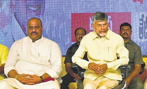 TDP national president N Chandrababu Naidu during zone 5 meeting in Kadapa on Tuesday.