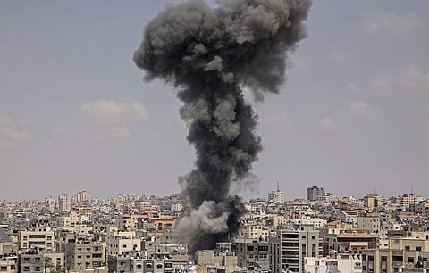 Smoke billows from an Israeli air strike in Gaza City on 6 August 2022. (Photo | AFP)